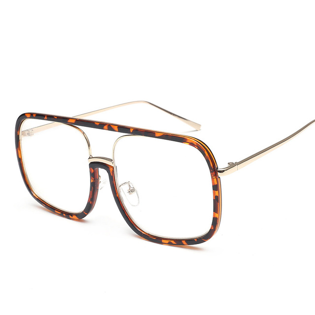 Square Sunglasses Transparent Frame Flat Lens