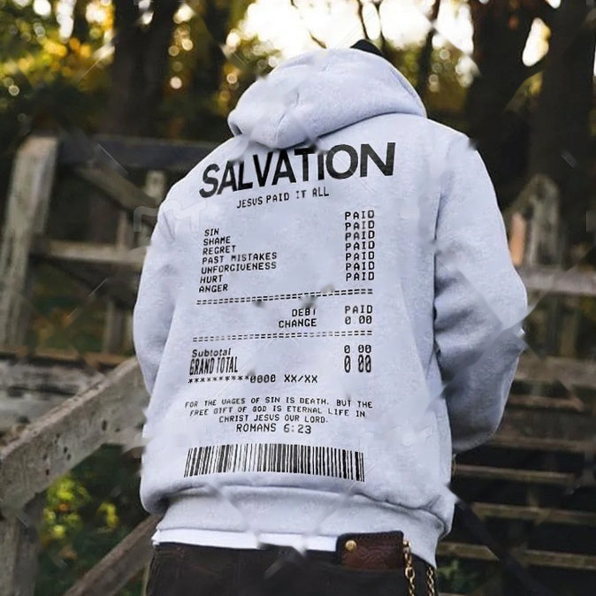 Receipt Printed Graphic Hoodie Sweater Men